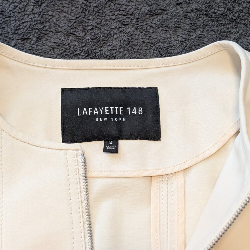 Lafayette 148 Lightweight Cream Zip Jacket, Size 0 - Picture 5 of 7